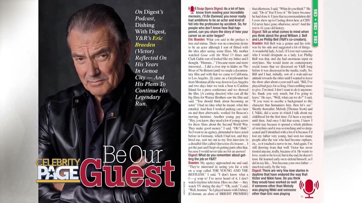 Soap Opera Digest: Eric Braeden's Revealing Interview & The First Impressions Of New Stars