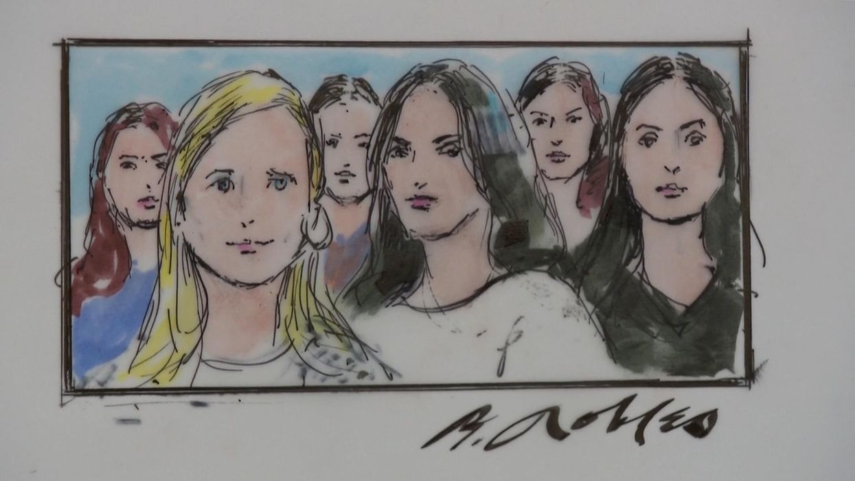 Drawing of the women who testified against harvey weinstein