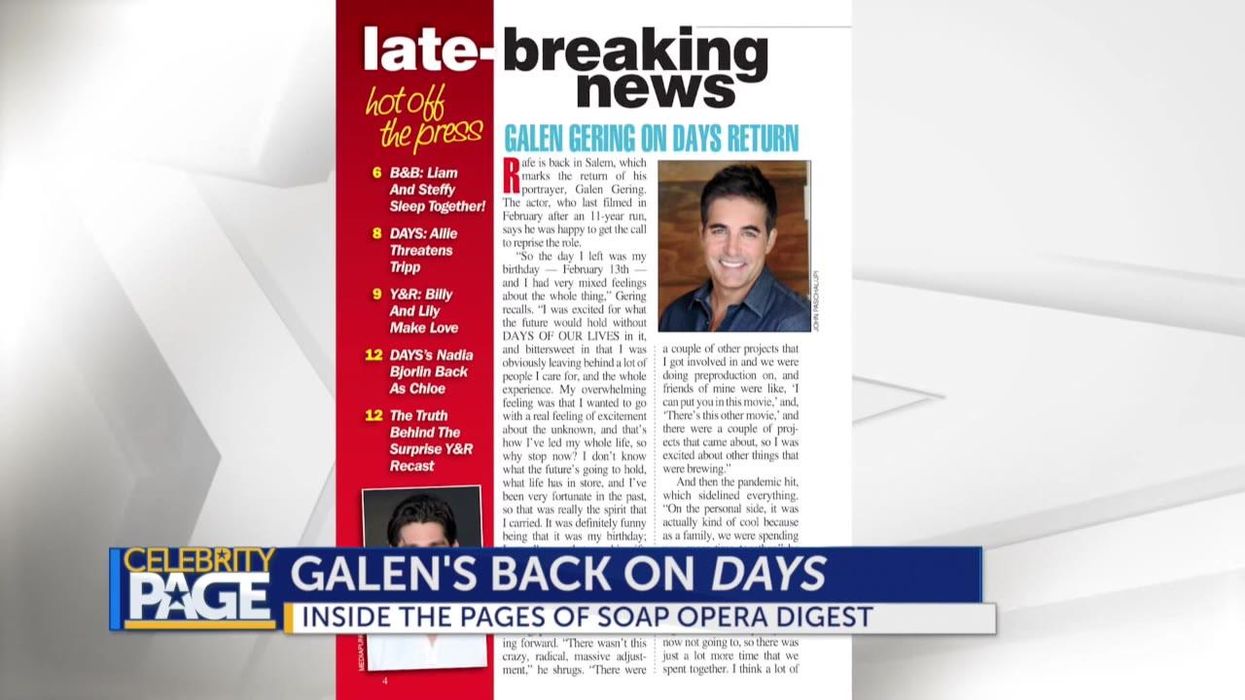Galen Gering Returns To 'Days Of Our Lives' Plus More Soap Opera News