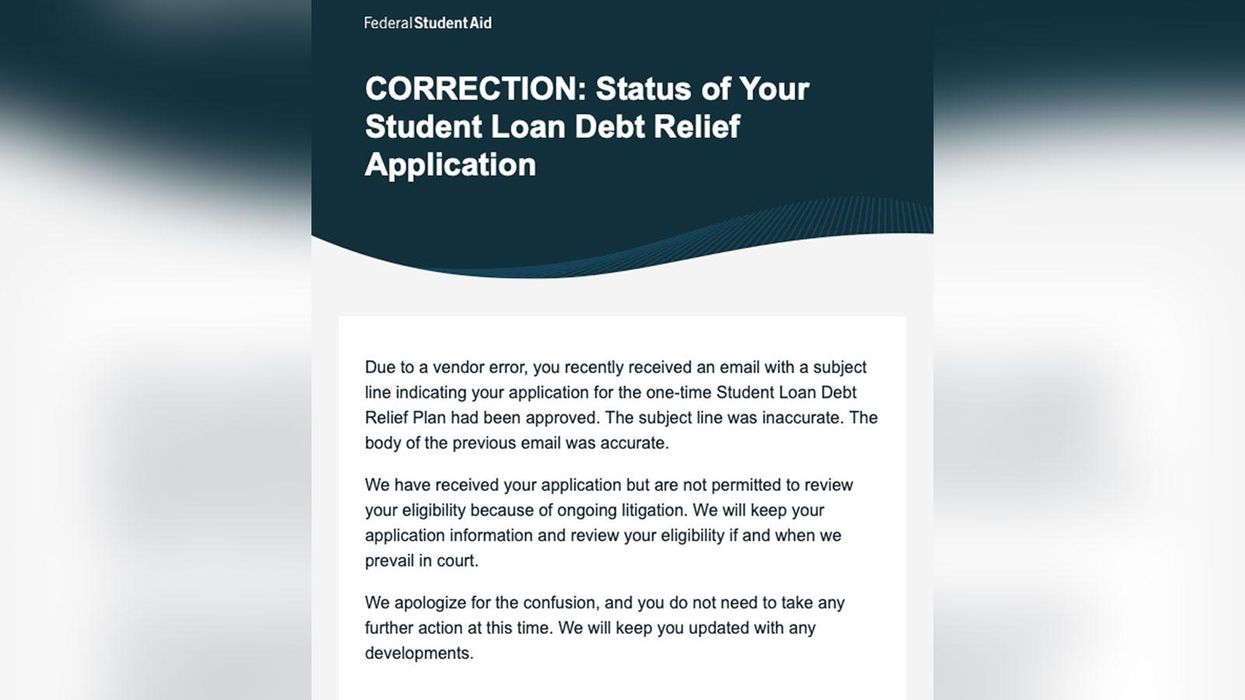 Student loan email correction