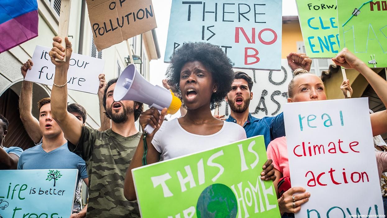 Young people rally for climate change.